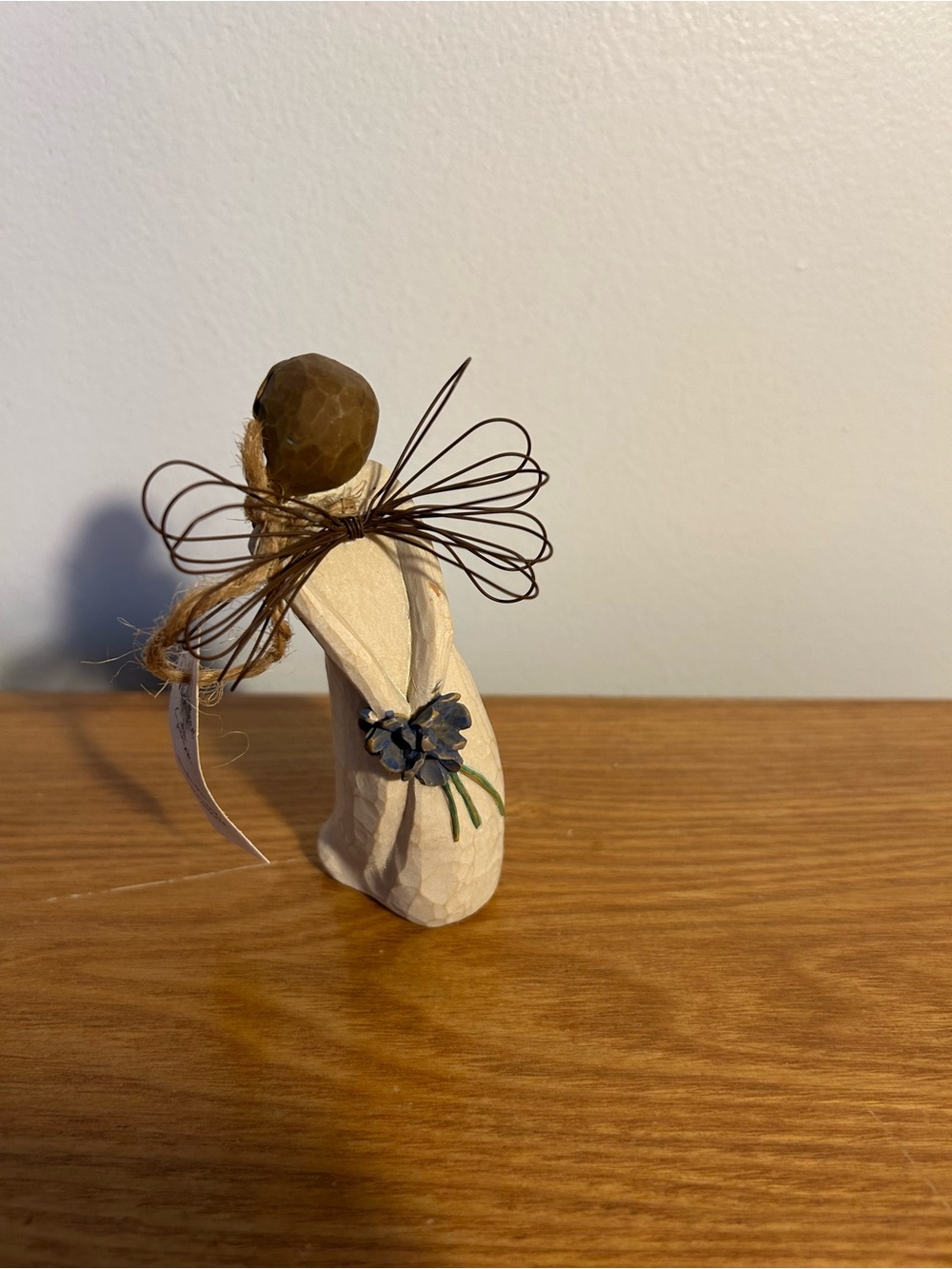 Willow Tree Angel Figurine in Cream and Brown with Wire Wings - Picture 2 of 5